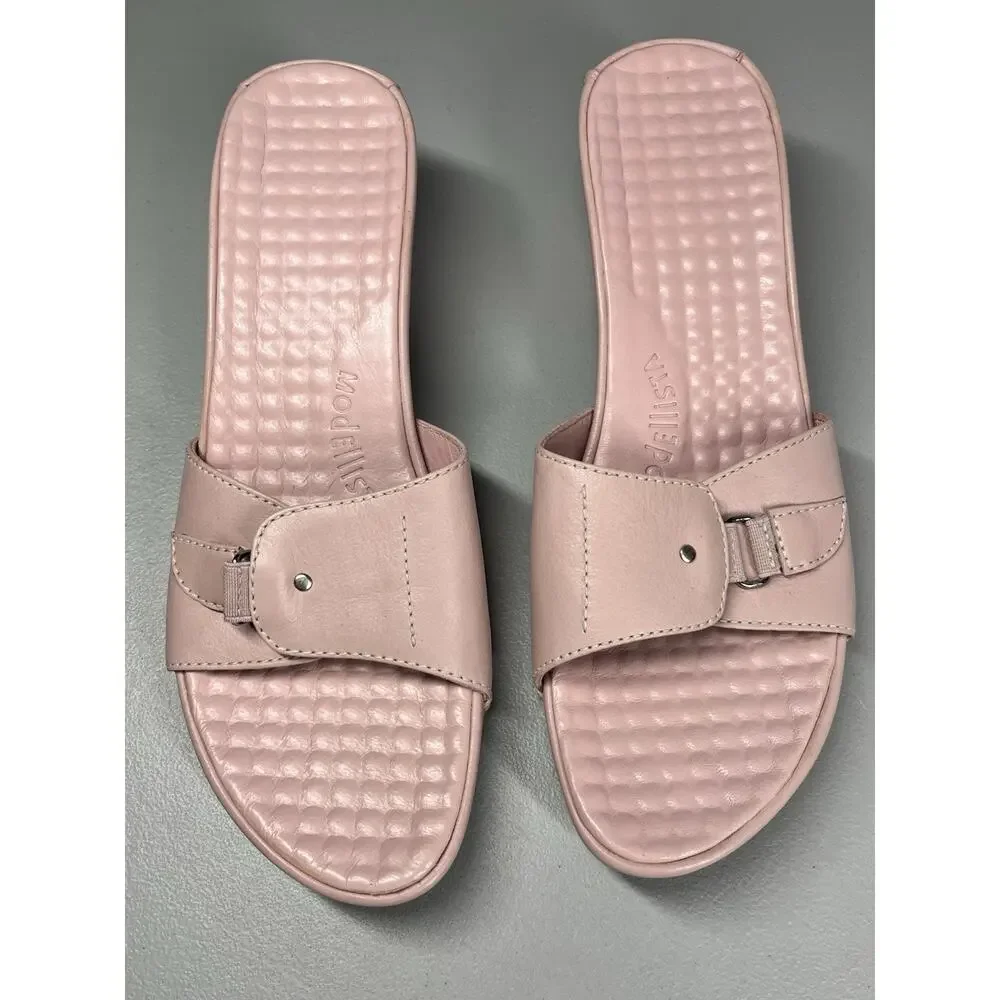 Modellista Leather Morgans Sandals Womens 7.5M Pink Heels Slip on Buckle